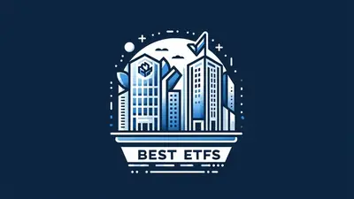 A circular badge showing stylised city skyscrapers above a banner reading "Best ETFs"