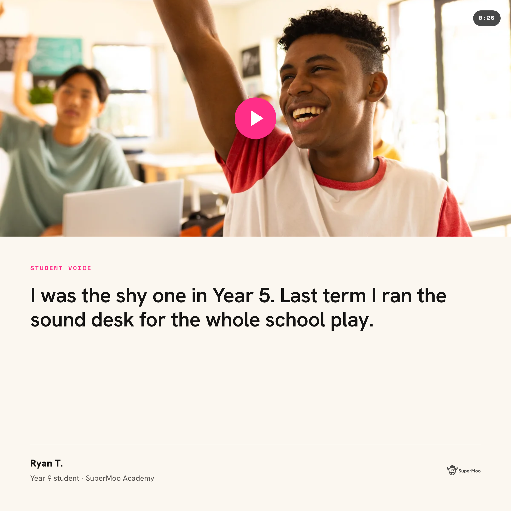 Year 9 student video testimonial