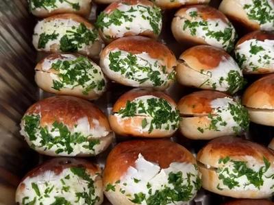 Savory Cheese-Stuffed Bun with Fresh Herbs