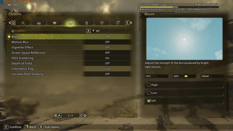 Monster Hunter Wilds Advanced Settings Page Three