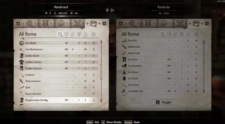 Selling in Oblivion Remastered