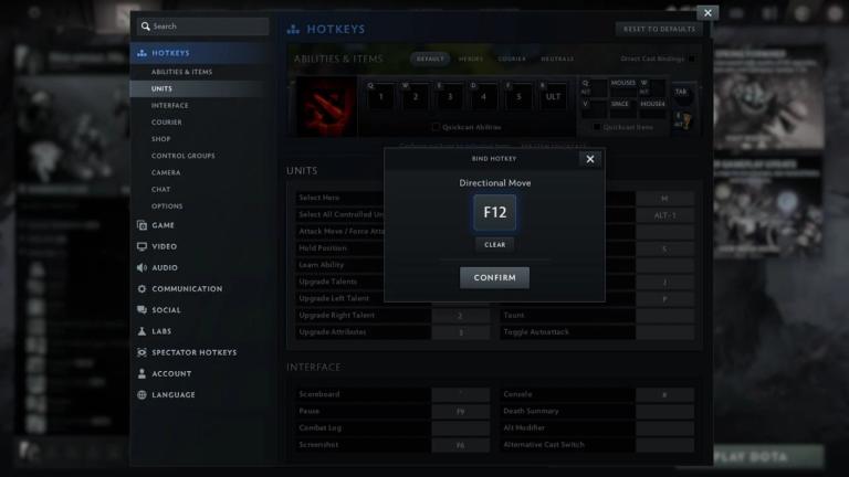 Key Bind for hotkeys in Dota 2