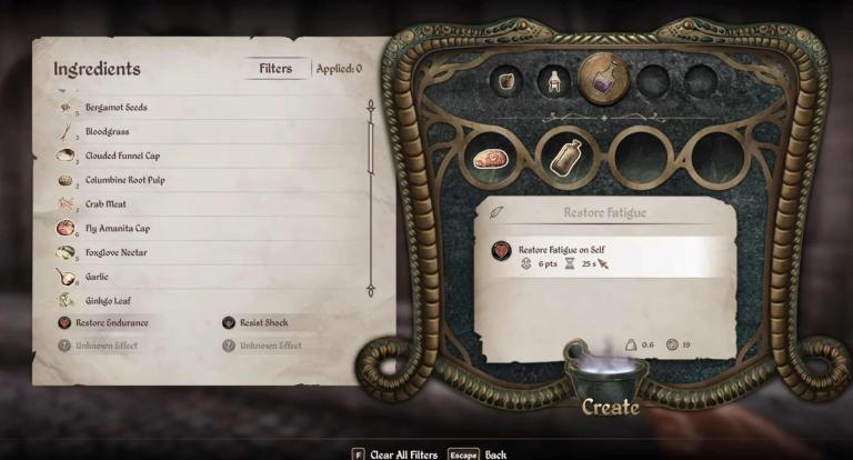 Ingredients in Oblivion Remastered