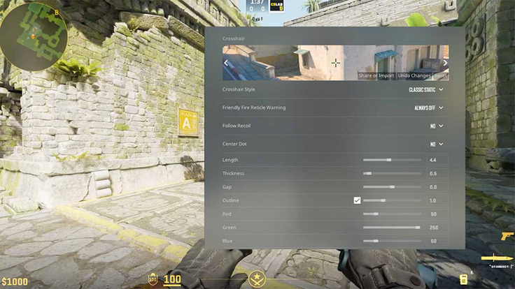 CS2 crosshair settings