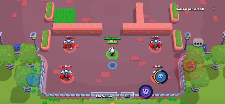 A screenshot of a practice session with Colette in Brawl Stars.