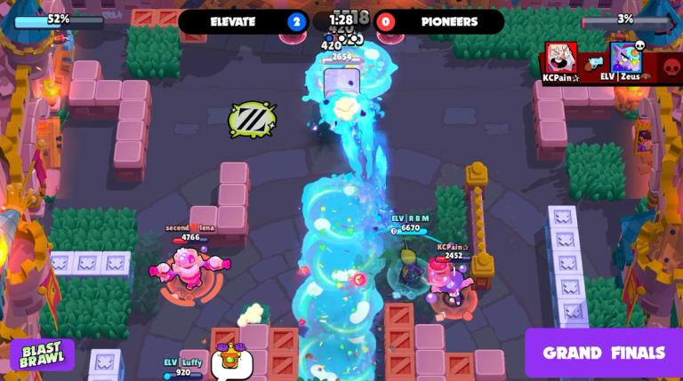 An image of Elevate Vs Pioneers Grand Finals NA match in Blast Brawl.