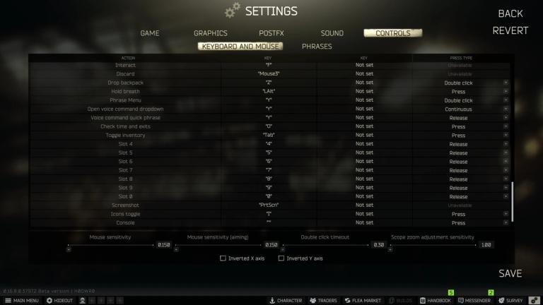 Escape From Tarkov Keybinds