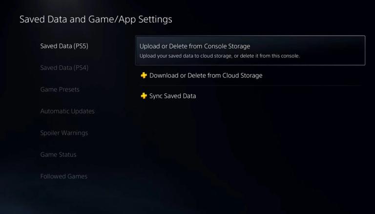 Saved Data in PS5