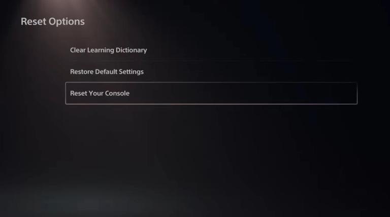 Factory Reset in PS5