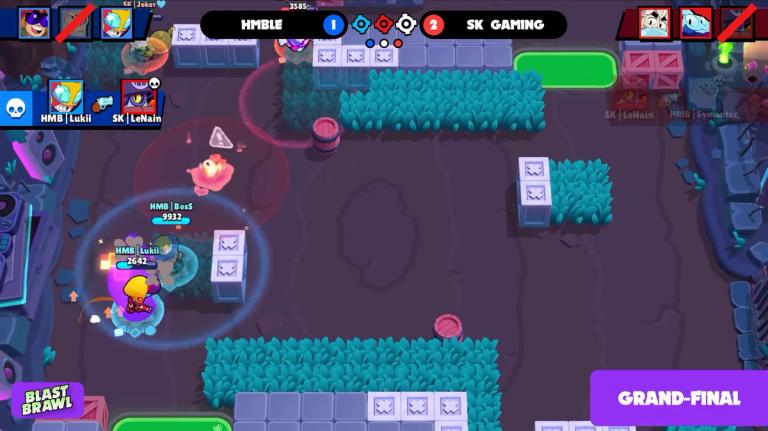 An image of HMBLE Vs SK Gaming Grand Finals EMEA match in Blast Brawl.