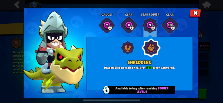 A screenshot of the Draco’s ‘Shredding’ star power in Brawl Stars.