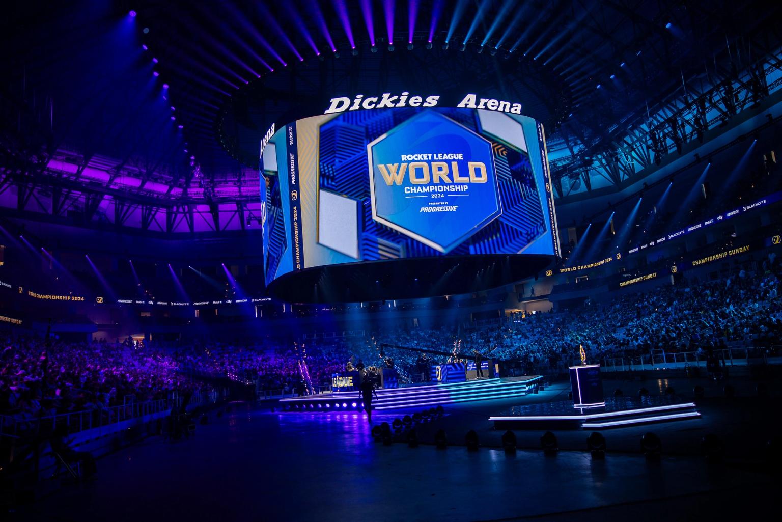 Rocket League World Championship stage at Dickies Arena in Fort Worth