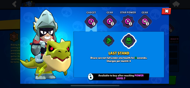 A screenshot of the Draco’s ‘Last Stand’ gadget in Brawl Stars.