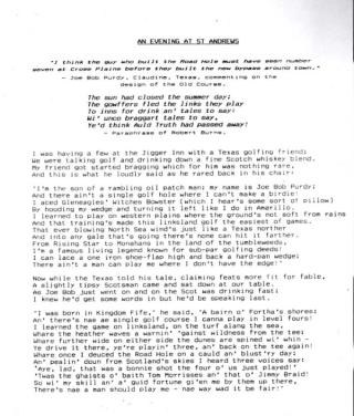 Bill Penn Poem - An Evening at St. Andrews