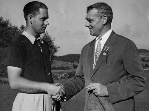 1938 U.S. Amateur Medalist at Oakmont CC with USGA President Archibald M. Reid