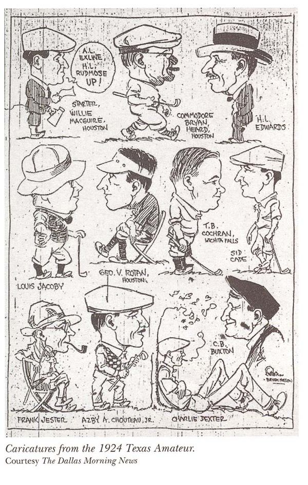 Caricatures from the 1925 Texas State Amateur