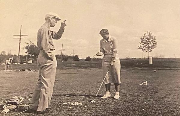 Harvey Penick - Photo with Kathy Whitworth Hitting Balls