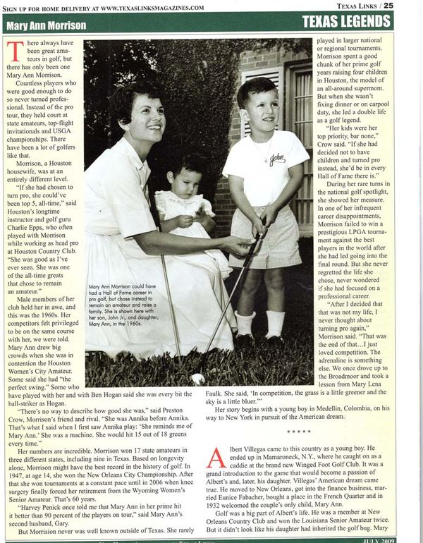 Article on Mary Ann in the Texas Links