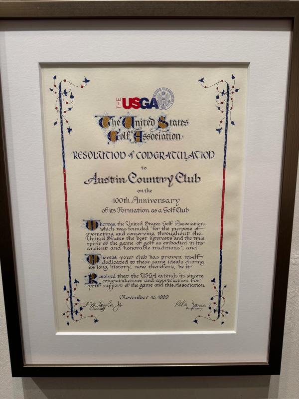 USGA 100 Year Scroll