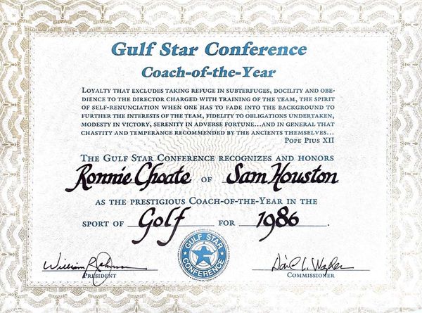 Gulf Star Coach of the Year Award
