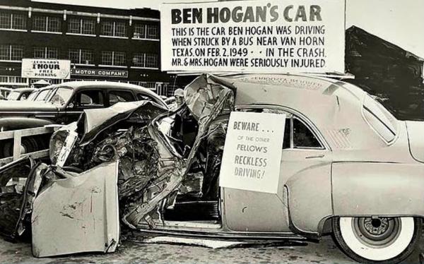 Scenes from Hogan's terrifying car crash