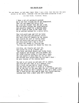 Bill Penn - Old Calico Slim Poem