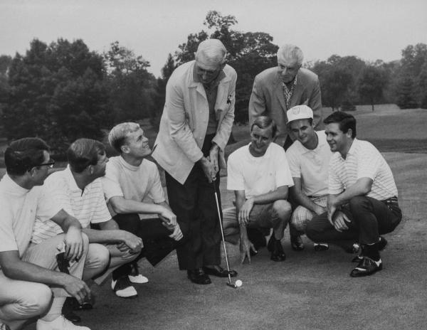 Hal Underwood 1967 All American from left Hale Irwin, Hal Underwood, Johnny Miller and Tommy Armour and Coach Williams standing