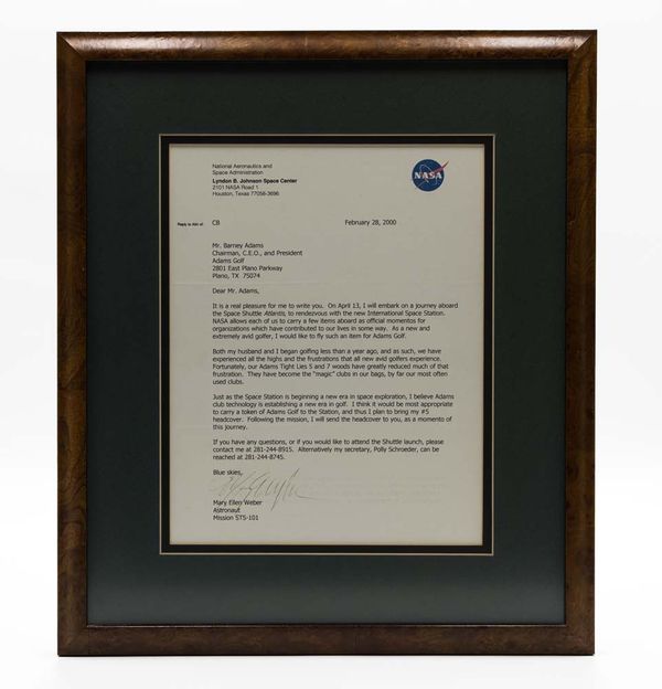 Barney Adams letter from NASA