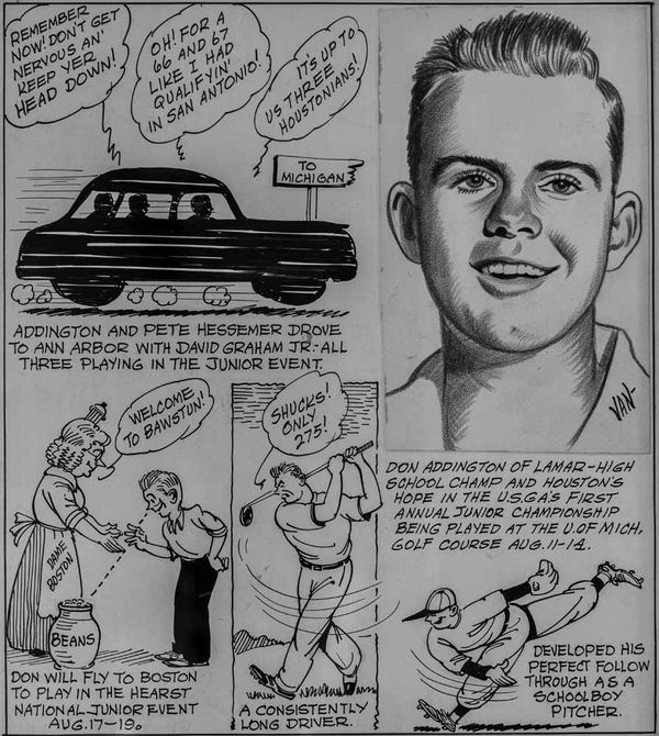 Comic from a Houston Newspaper featuring Don Addington