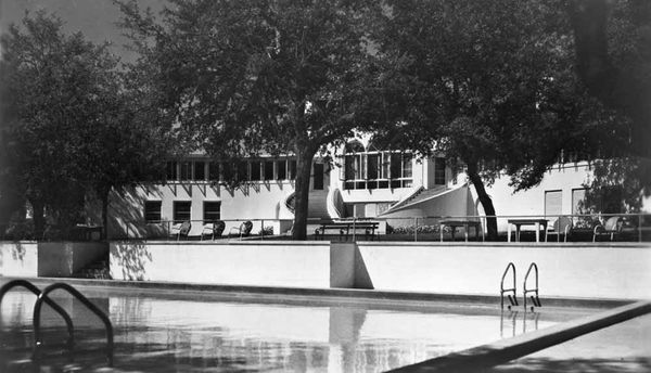 Vintage shot of the Oak Hills pool and clubhouse