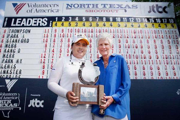 Kathy Whitworth with North Texas Shootout Champion Inbee Park