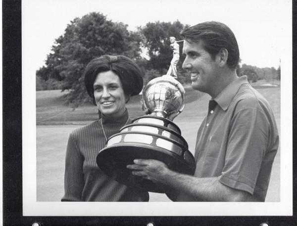 Charles and Lynette Coody with World Series of Golf trophy