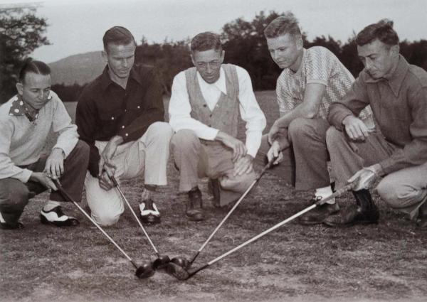 1950 SWC Championship - Photo of Reece Alexander, Marion Pfluger, Harvey Penick, Bill Penn, and Morris Williams
