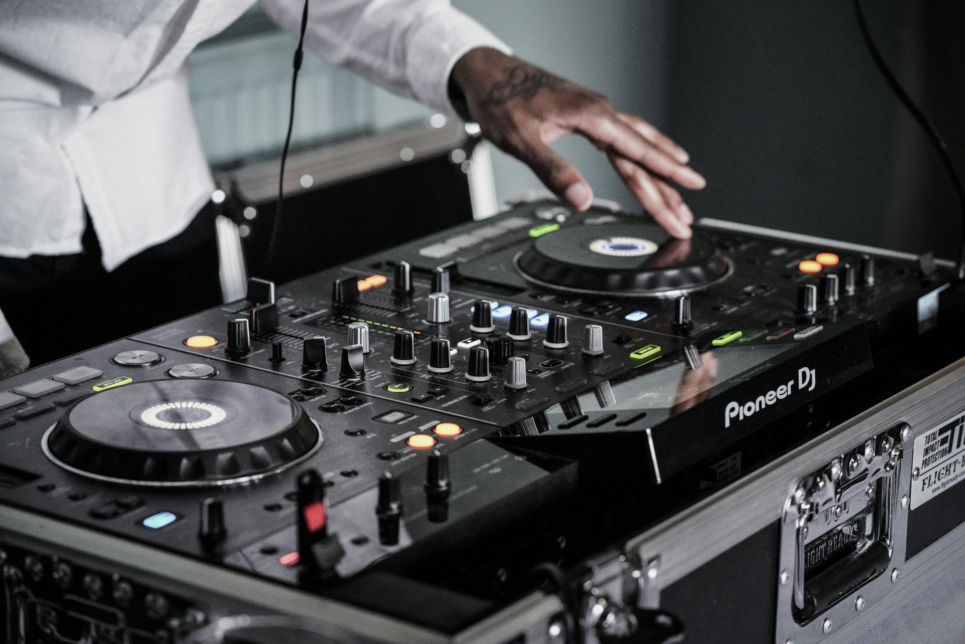 Pioneer CDJ players in a professional DJ booth setup
