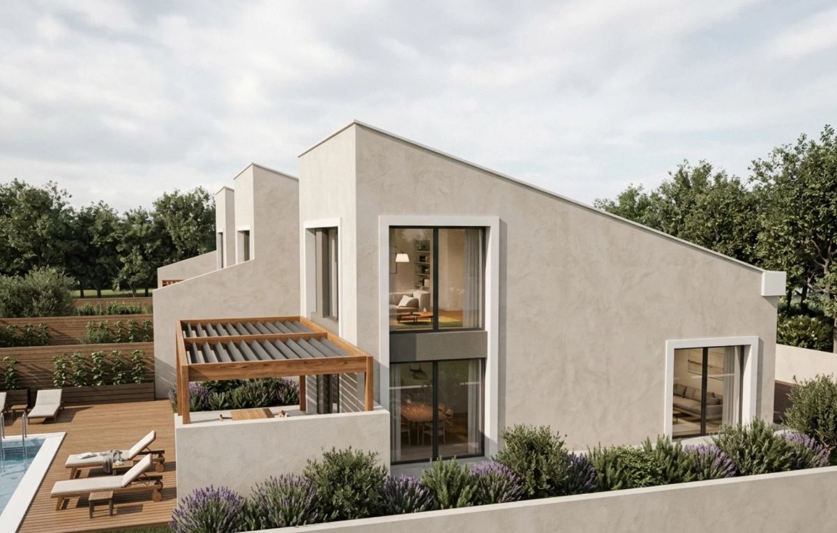 Ville Zambratija — vanjski pogled na suvremeni stambeni kompleks u Zambratiji, projekt arhitektonskog studija IVN Architecture.