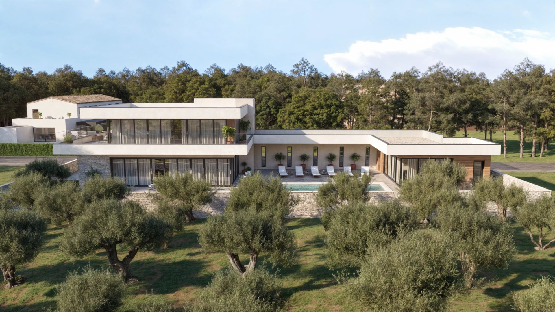 Villa Green u Franceskiji — suvremena vila s centralnim atrijem u mediteranskom masliniku