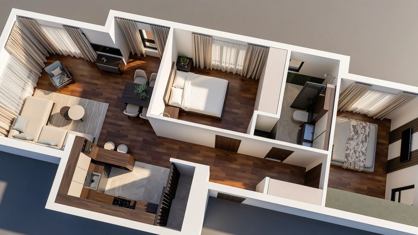 3D osnova - Stan u Beogradu, 58 m²