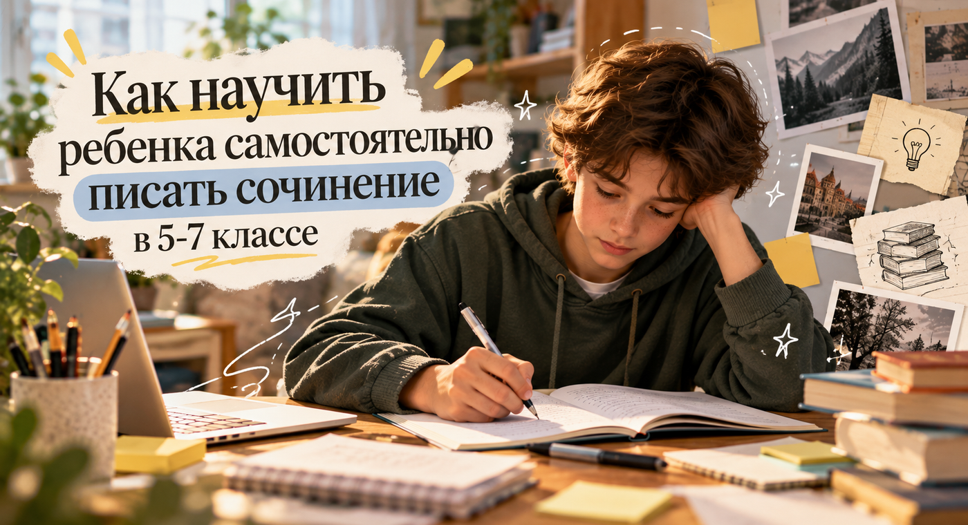 Как научить ребенка самостоятельно писать сочинение в 5–7 классах