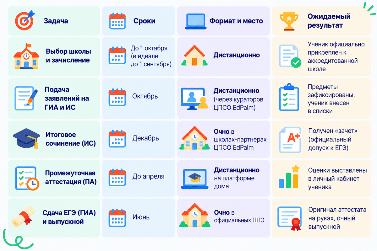 график сдачи ЕГЭ на семейном обучении