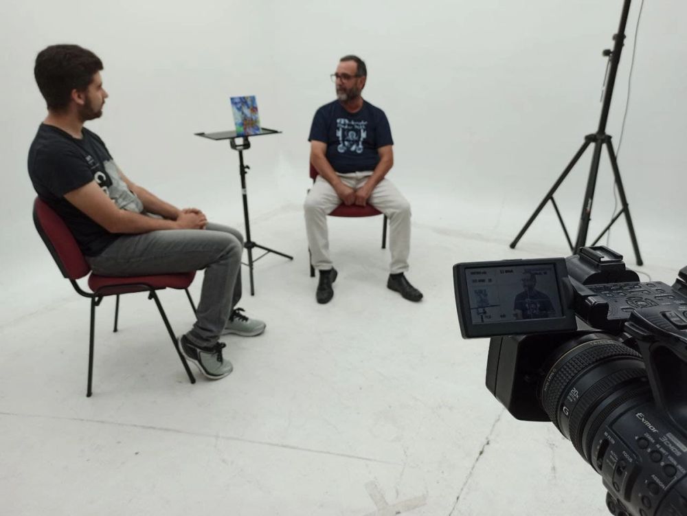 Grabando programa "Las entrevistas de Leganes" en el plato TVL 2021