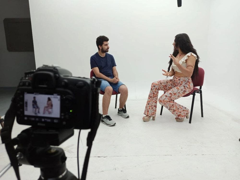 Grabando programa "Las entrevistas de Leganes" en el plato TVL 2021