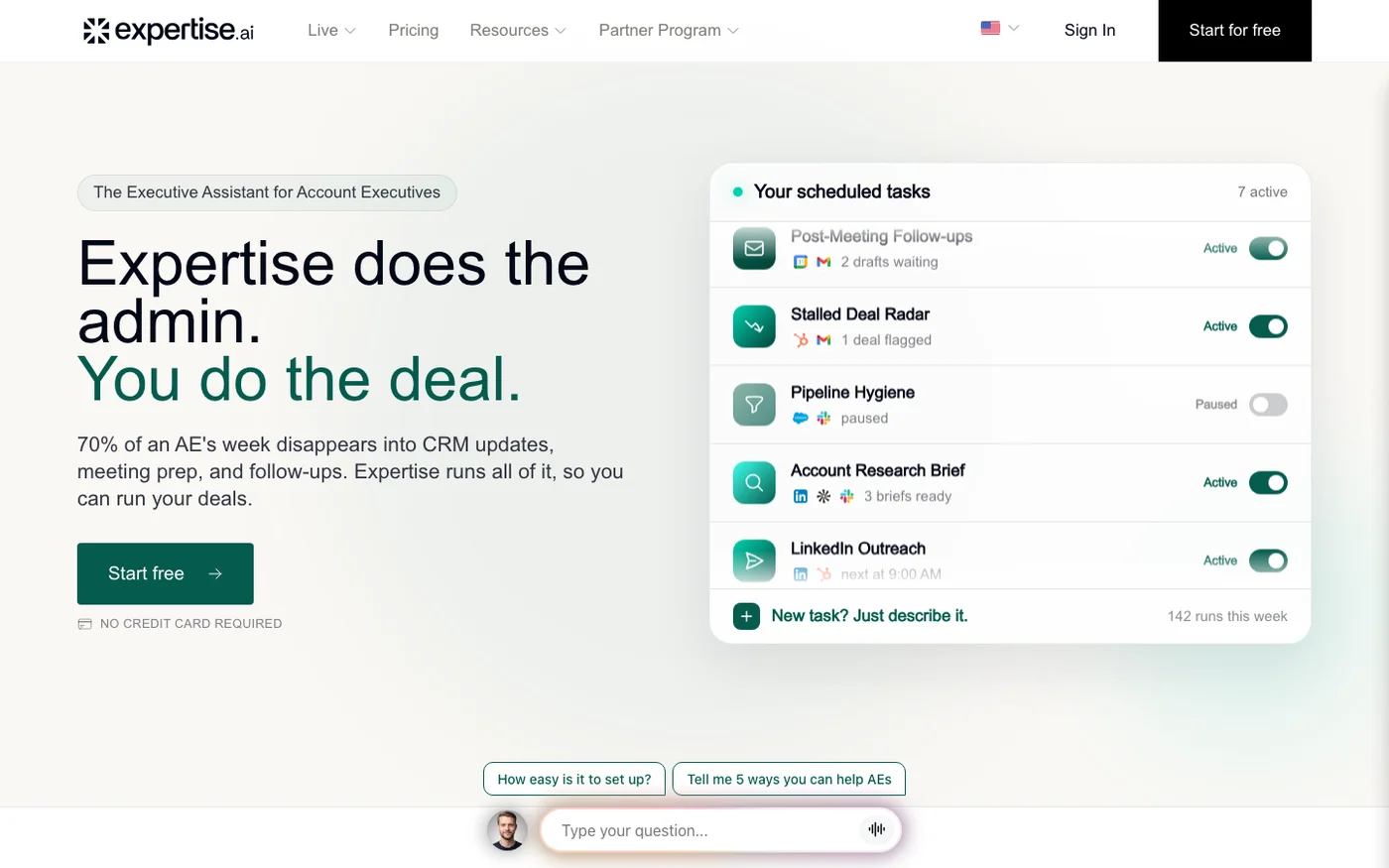 Expertise AI homepage screenshot