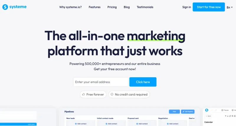 Systeme.io interface