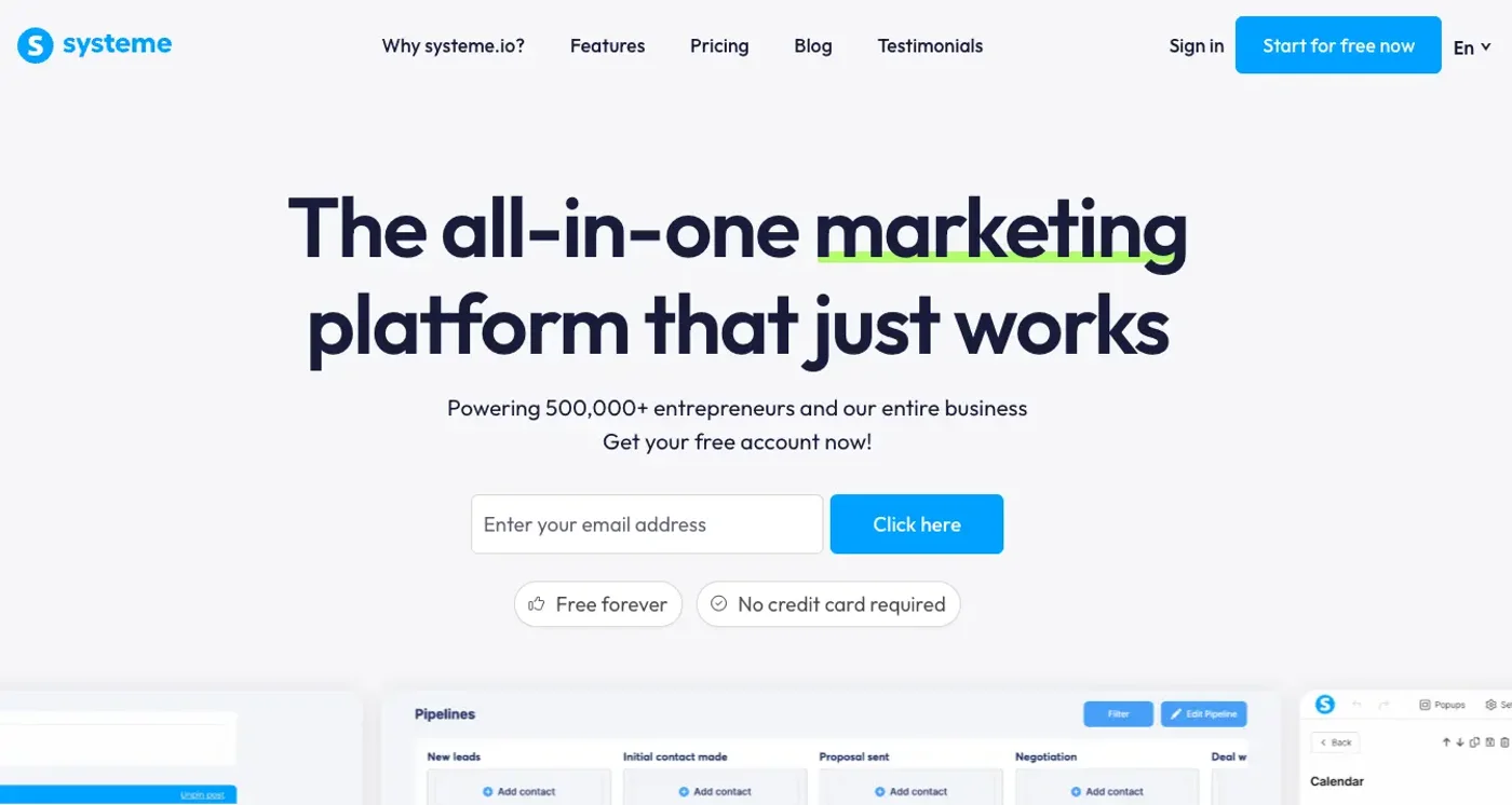 Systeme.io screenshot
