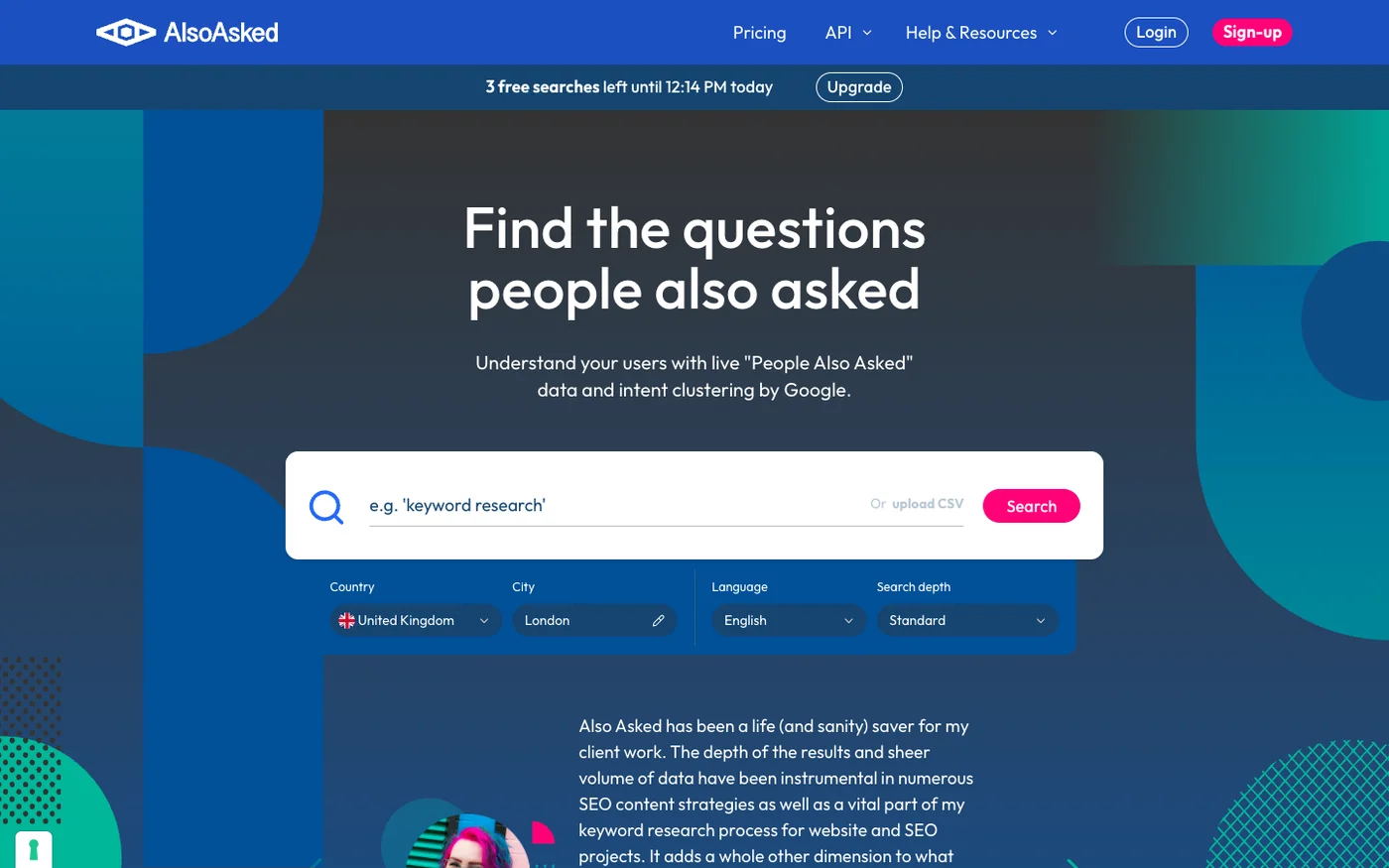 AlsoAsked website screenshot