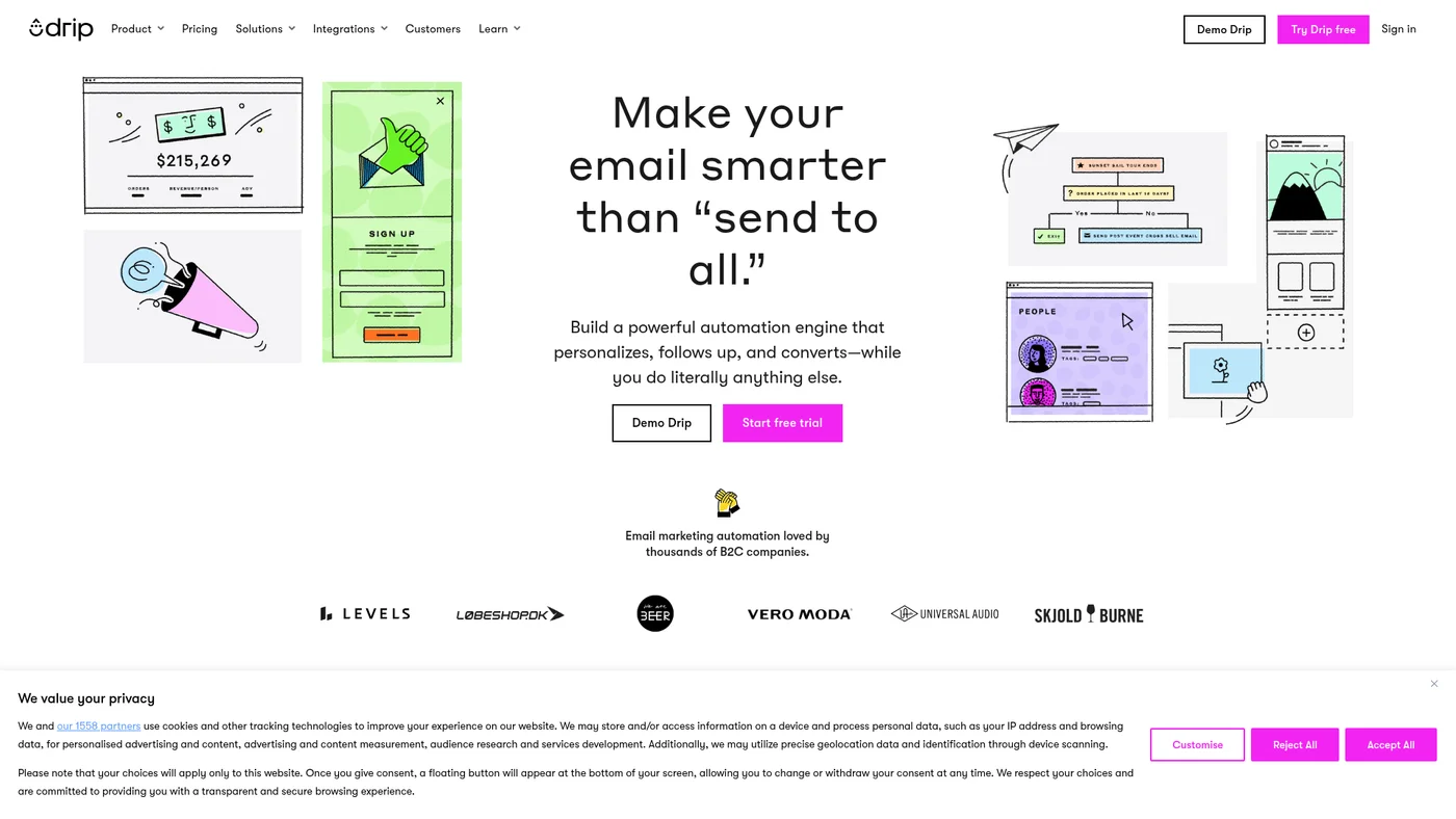 Drip homepage screenshot