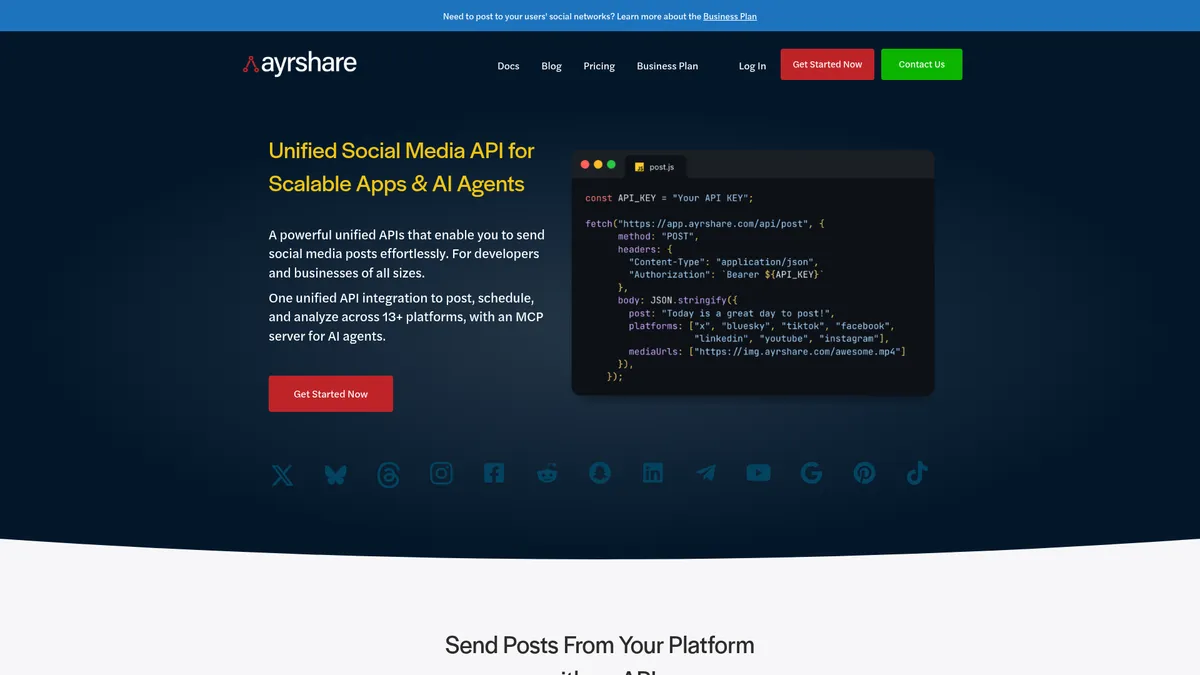 Ayrshare website