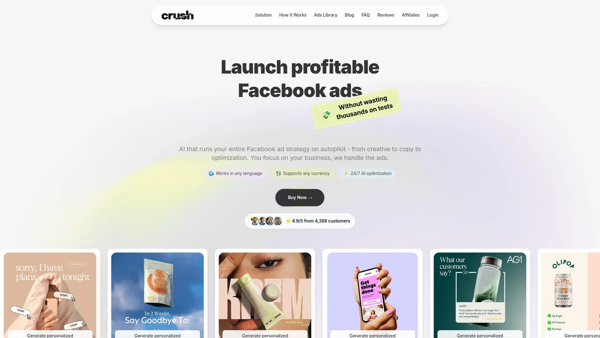 Crush homepage screenshot