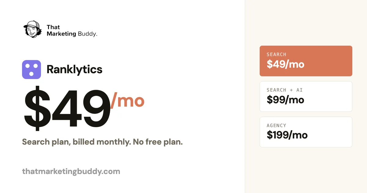 Ranklytics Pricing 2026: Plans From $49/mo