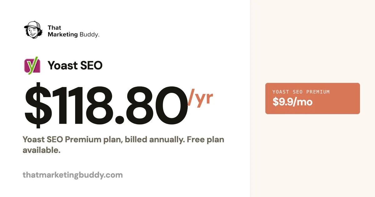 Yoast SEO Pricing: Free vs $118.80/yr Premium